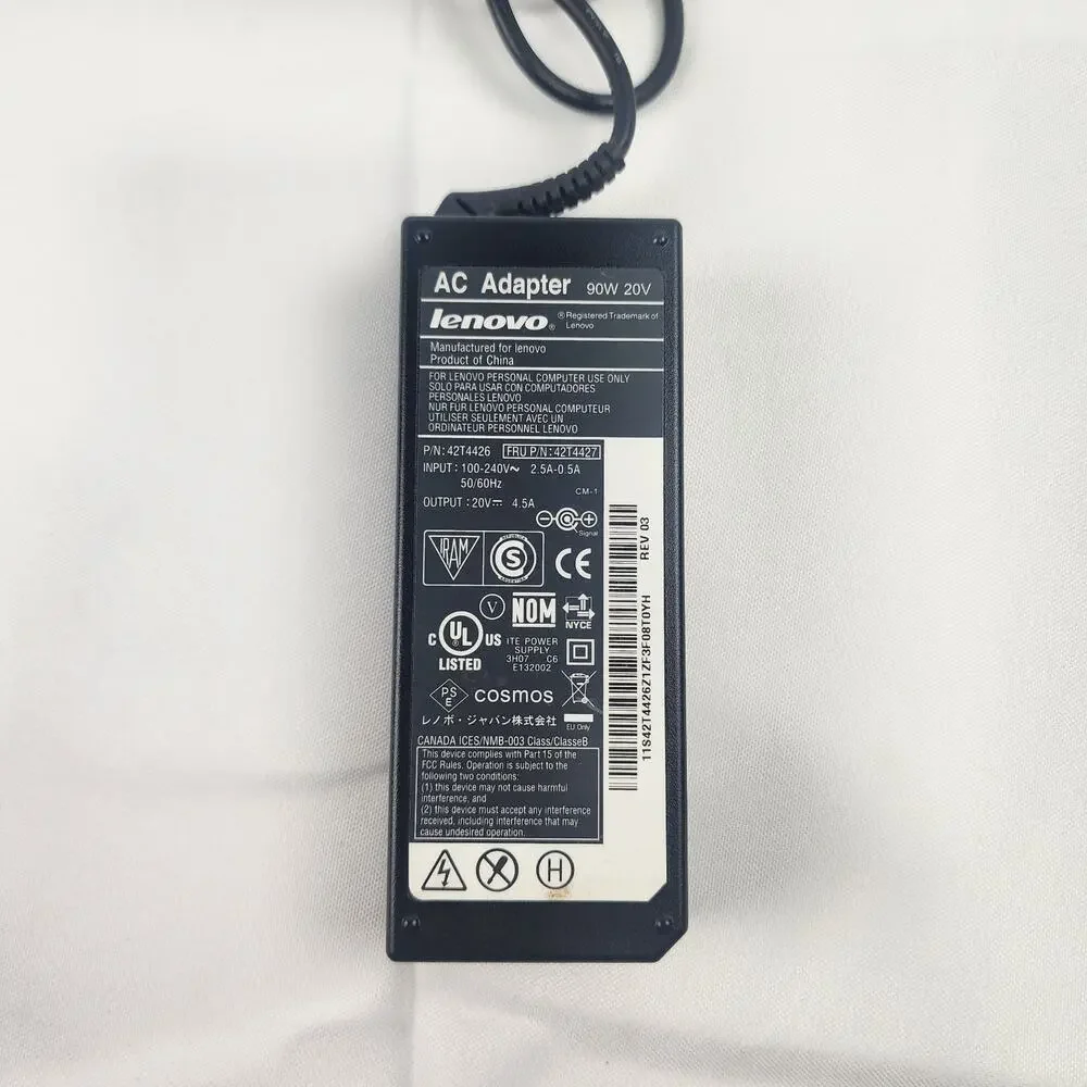 Lenovo 90W 20V AC Adapter Charger P/N 42T4426 for ThinkPad IdeaPad w/ Power Cord